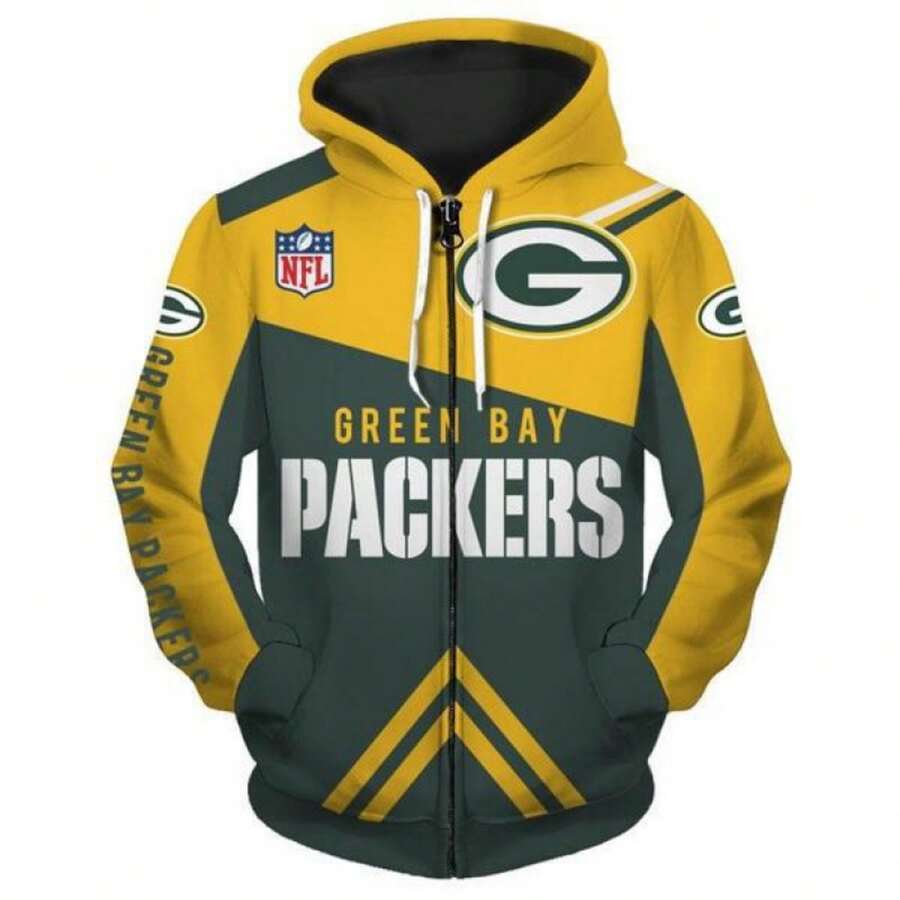 Green Bay Pa-Ckers Women's 3D Printed Cardigan Hoodie, Couple's Long-Sleeved Hoodie, The Perfect Gift For Male Football Fans. - 彩色 - 查看 1
