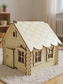 1 Pc Wooden Cottage, DIY Assembly Required, Halloween, Christmas, Thanksgiving Gift, Garden Corner Plant Decor, Wooden Craft Set - Multicolor - View 5