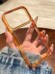 奢华透明防震橙色手机壳，适用于 17 Pro Max、17 Pro、17 Air、17，透明亚克力边框保护套 - 橘色 - 查看 5