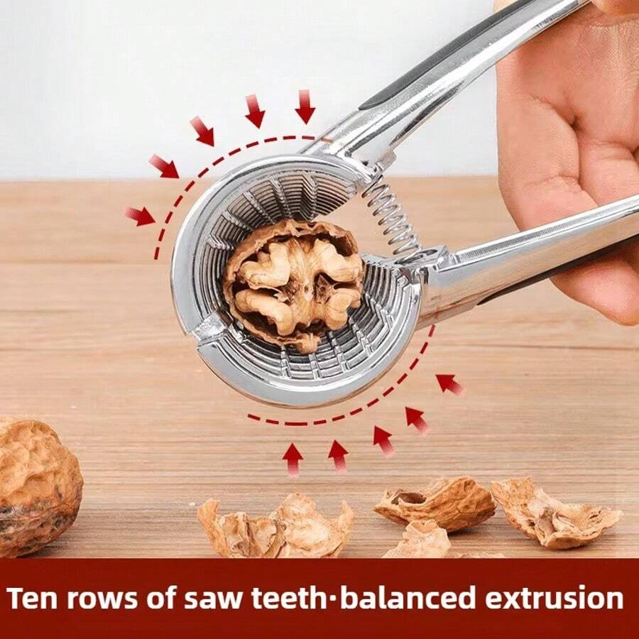 1pc Heavy Duty Nut Cracker, Suitable For Walnuts, Pecans, Chestnuts, Hazelnuts, Brazil Nuts And More. Durable Metal Shelling Tool With Funnel Clamp, Essential Kitchen Gadget For Easy Nut Shelling.