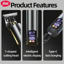 itel ITR-35 LED Display Hair Clipper, Professional Precision Carbon T-Blade, All-Metal Design, Suitable For Men, For Hair Cutting And Styling - Black - View 5