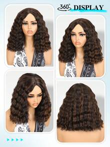 14 Inch Deep Wave Wig Short Body Wave Bob Wig For Women Synthetic Hair Omber Brown Bob Wig Natural Looking Curly Hair Wigs Brown Short Wavy Wigs Deep Wave BOB Wig Synthetic Daily Life Use Wigs - Nhiều màu - Xem 4