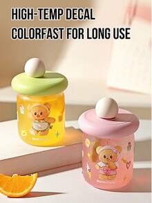 Cốc thủy tinh Butterbear Ball màu xanh lá cây 400ml, hình in Butterbear đáng yêu, chất liệu thủy tinh chống rò rỉ khi lật ngược, decal chịu nhiệt độ cao, bền màu, hoàn hảo để sử dụng hàng ngày cho tiệc trà chiều ngoài trời, lý tưởng cho người hâm mộ Butterbear, người yêu thích phim hoạt hình, người đam mê đồ uống, món quà đáng yêu cho người yêu - Xem 5