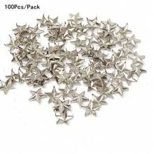 50/100pcs/Pack Metal Silver Star Rivets DIY Clothes Shoes Bags Handmade Clothing Accessories Punk Leather Studs Spikes Spots Nails Head Buttons