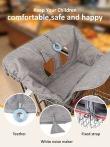 1 غطاء عربة تسوق قابل للطي مع حقيبة حمل بسحاب، حصيرة للأطفال الرضع والصغار تناسب الكراسي العالية وعربات البقالة، وسادة قابلة للغسل بأمان مع قضاعة وحلمة صغيرة، رفيق تسوق مريح ومهدئ للأطفال، مناسب للجنسين، هدية مثالية للآباء الجدد