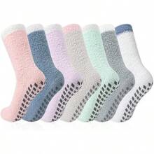 7 Pares Calcetines de Invierno para Mujer, Calcetines de Lana de Coral, Calcetines de Térmicos Mujer, Regalo Perfecto, Cálidos, Gruesos y Suaves, Térmicos, Talla única - 7 colores - Ver 12