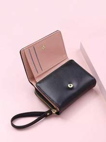 FONMOR Heart Embroidery Fold Over Lightweight Zipper Cash ID Card Coin Pocket Small Pocket Wallet Minimalist Fashion Modern Business Anniversary On Valentine Day Birthday Couple Women Girls Lady Female Anniversary Birthday Wallet Woman Card Wallet Women Teacher Gifts Girlfriend Women Gifts Present Heart Wristlet Wallet Women Wallet Purse Wallet Small Wallet - 粉色 - 查看 4