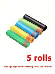 Drawstring Trash Bags, Handheld Drawstring Garbage Bags, Tear-Off Disposable Bags, Suitable For School, Office, Bathroom, Home, Office And Kitchen - Multicolor - View 11