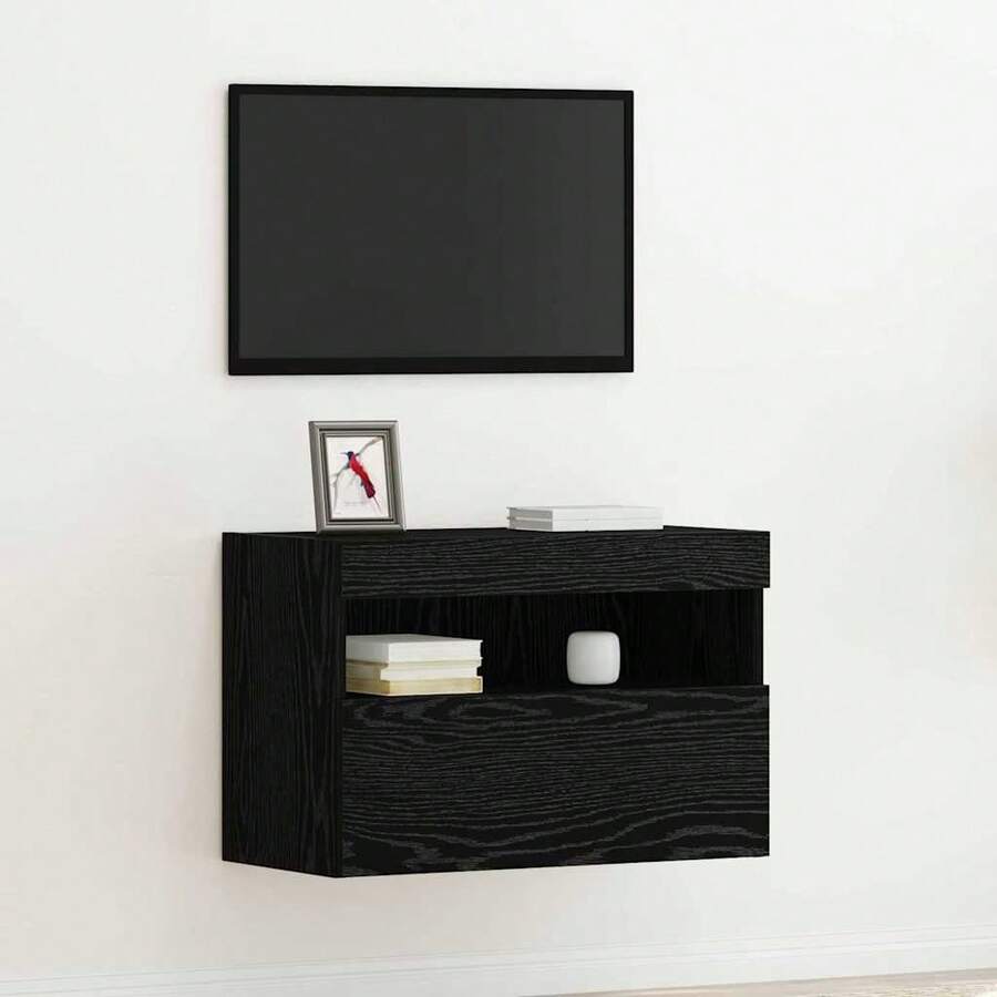 Mobile porta TV a parete vidaXL, rovere nero, 60 x 30 x 40 cm, materiale a base di legno - Cammello - Visualizzare 1