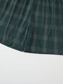 男士夏季轻薄睡衣四件套，短袖衬衫和短裤，休闲睡衣套装 - 彩色 - 查看 4