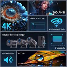 Portable Projector Launch Hy320 4K Home Cinema Up To 200 Inches Android Wi-Fi Full HD Movies Meetings TV Box Video Game Smart TV - 黑色 - 查看 3