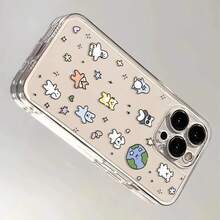 Nueva funda protectora para teléfono con lente transparente y patrón de animales de la Tierra de dibujos animados de Halloween, compatible con for  16, 15, 14, 13, 12, 11, 12/13, Mini, Plus, Pro, Max y SE. Un regalo de cumpleaños o de San Valentín para novio o novia, con un diseño esmerilado elegante, resistente a los golpes, lujoso y duradero con cobertura completa. - transparente - Ver 4