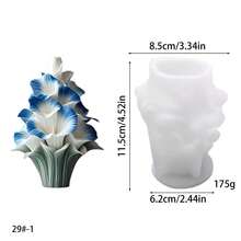 1pc Floral Bouquet Silicone Candle Mold, DIY 3D Multi-Layer Flower Candle & Fragrance Stone Craft Making Mold - White - View 4
