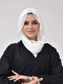1 pieza Hijab de unicolor clásico instantáneo para mujer, pañuelo para el cuello cosido previamente, estilo turbante ajustable, versátil y práctico, tela de gasa elástica, cómodo y transpirable, adecuado para uso diario, deportes, yoga - Multicolor - Ver 17