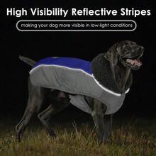 Ychamarra de invierno para perro chamarra de Navidad para perro con rayas reflectantes sueter impermeable con agujero para arnes chaleco de invierno calido para mascotas para perros pequeños medianos y extragrandes morado M - Mediano+Azul / Patchwork - Ver 4