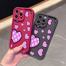 1 Stück, rosa Liebesmuster, minimalistische modische Handyhülle, Geschenk für iPhone12/13/14/15/16/17/Air/Pro/Plus/Pro Max, Valentinstagsgeschenk. - Verschiedenfarbig - Übersicht 3