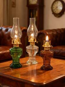 1个复古大型油灯，玻璃煤油灯，古董油灯，室内应急照明防风灯（不含液体），复古家居装饰花园装饰灯罩，情人节装饰，新年礼物，返校礼物，教师节礼物，家居装饰，复活节装饰 - 彩色 - 查看 2