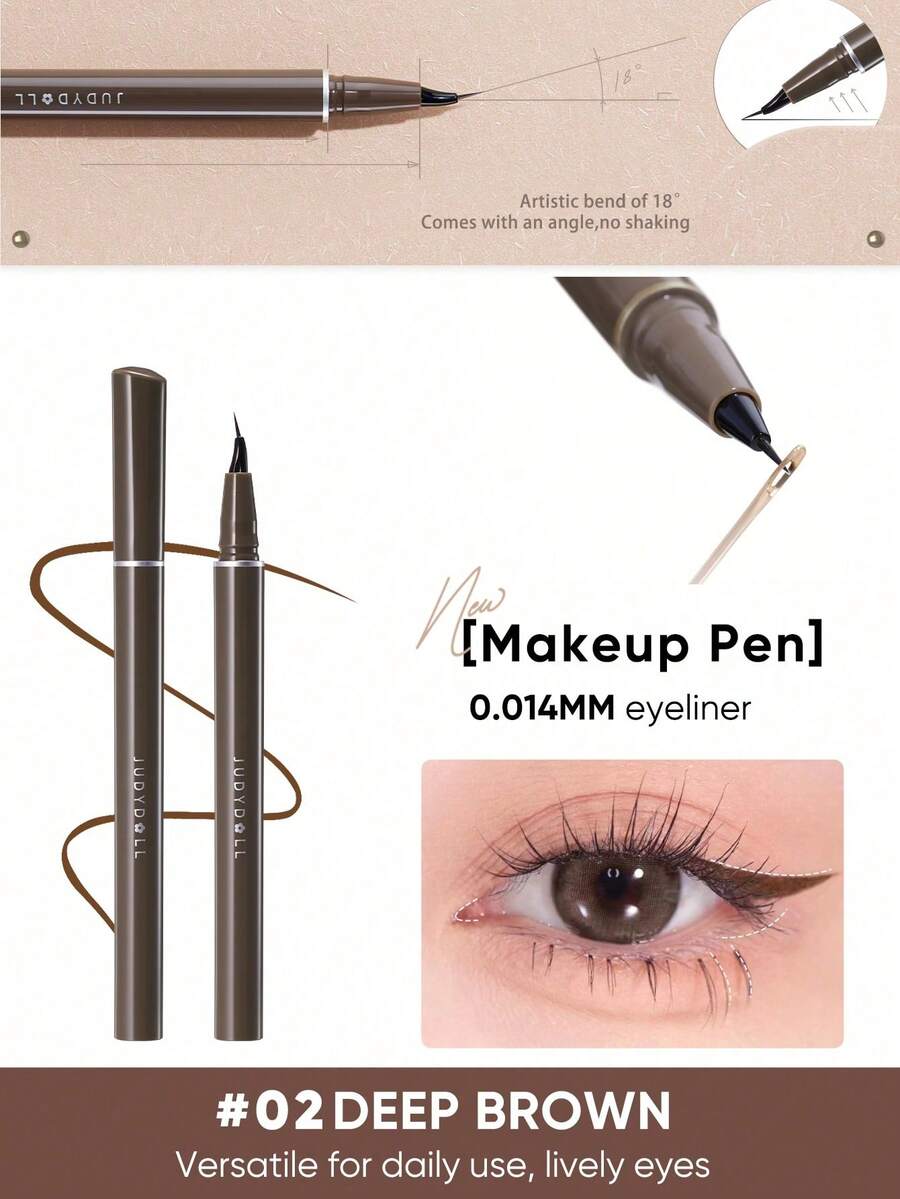 JUDYDOLL Bút kẻ mắt dạng lỏng 400mg, Đầu bút siêu mảnh, Nhanh khô, Không thấm nước, Không lem, Nhiều màu, Có thể dùng cho mi dưới, Thích hợp cho người mới bắt đầu, Tự sử dụng, Quà tặng, Trang điểm, Du lịch, Lễ hội, Ngách, Đặc biệt, Hàng mới về, Tươi mới, Độc đáo, Quà tặng cho bạn bè và bạn gái - #02 màu nâu đậm - Xem 1