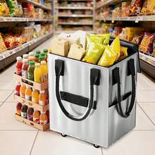 Rolling Grocery Shopping Tote - Portable Large Capacity Wheel Bag For Market & Travel, Duffle Bag For Travel With Wheels, Bag With Wheels, Grocery Shopping Cart, Casual Design, Sturdy Construction, Reinforced Handles, Frequent Travelers, Home Shopper - 銀色 - 查看 7