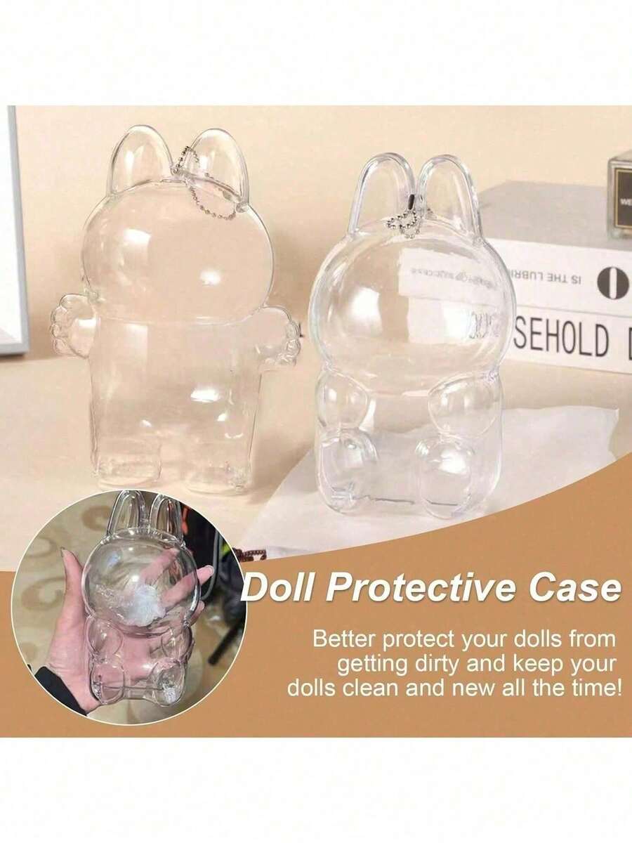 Shockproof Clear PVC Protection Case For LA-BUBU Doll- Waterproof, Dustproof & Scratch-Resistant Protect Doll(Case Only, Doll Not Include) For Storage And Display,Ideal Gift For Fans Easter Bunny Gift - Sit - View 1