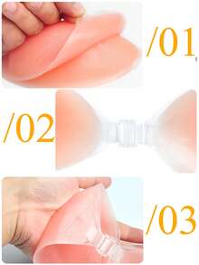 1 pieza de sujetador de recogida de silicona sin costuras - Autoadhesivo sin aro de acero de elevación, diseño liso e invisible, beige, lavar a mano solamente para una comodidad elegante y un aspecto casual, sujetador sin tirantes de elevación de altura, ropa interior cómoda, ropa interior discreta, ropa interior duradera, esencial para la ropa interior, construcción ligera, sujetador autoadhesivo, ropa interior para mujer - Beis - Ver 6