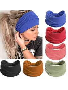 Diadema de mujer estilo bohemio con estampado de leopardo antideslizante, suave y cómoda, de unicolor, adecuada para yoga, deportes, correr y uso diario. Diadema duradera con diseño de nudo, entrega de color/estilo aleatorio. Accesorios para el cabello de moda para el invierno - Negro - Ver 7