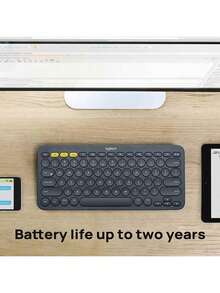 Logitech Teclado inalámbrico K380: Batería de larga duración, plug and play, diseño ergonómico, compatible con tabletas, computadoras portátiles y teléfonos móviles, liviano y portátil. - Negro - Ver 2