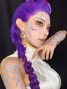 8 Sheets Kpop Tattoos Temporary Tattoos Waterproof Body Tattoos Y2K Face Stickers For Makeup Music Festival Party Favors Cosplay Costume Karneval Fasching Accessories - Multicolor - View 5