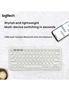 Logitech K380無線鍵盤 超長續航 即連即用 人體工學設計 平板筆記本手機通用 輕巧便攜 - 白色 - 查看 3