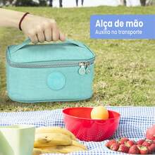 Thermal Lunch Bag For Lunch Box And Small Outings With Strap School And Work Women Men Picnic Hand Travel 2.2 Liter - Blue - View 4