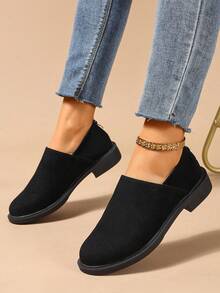 时尚优雅的平底鞋，后跟带拉链，一脚蹬设计，适合秋冬季穿着。 - 黑色 - 查看 5