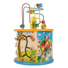 Laberinto de cuentas de madera multiusos 8 en 1 para niños, reloj, ajedrez, cubo de actividades, juguete educativo, rompecabezas multifuncional, laberinto de cuentas. - Multicolor - Ver 4