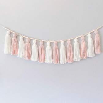 1 件手工波西米亚木珠流苏花环，彩色流苏花环，卧室客厅装饰花环，派对装饰横幅，壁炉装饰花环，情人节，情人节装饰，情人节礼物，家居装饰，房间装饰，墙面装饰