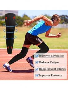1 Pair Full Leg Compression Sleeves, Compression Long Knee Sleeves Suitable For Men And Women Running, Basketball, Soccer (White And Black), Fishing