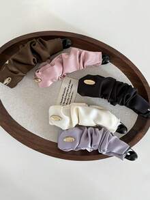 1pc High-End Solid Color Pleated Banana Clip, Elegant Hair Accessory For Ponytail, New Design Hair Clip For Women, Claw Clips, Hair Slide, Hair Barrettes Women Hair Accessories - Multicolor - View 8