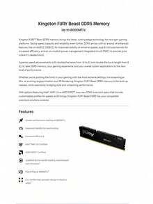 KINGSTON 金士顿 RAM FURY Beast DDR5 16GB 32GB 5200MHz 5600MHz 6000MHz 台式机 AMD Intel CPU 主板内存 - 黑色 - 查看 2