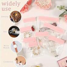 15pcs,Transparent Jewelry Storage Bag, Closed Portable Sealed Zipper Storage Bag, Suitable For Pink Earrings, Rings, Necklaces, Bracelet Display Sealed Bag - Multicolor - View 7