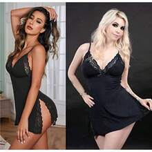 - Lencería para mujer, con tirantes delgados, camisón de babydoll(G Negro -) - Multicolor - Ver 3