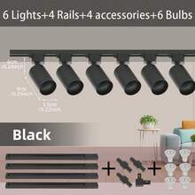 6件套轨道灯套装，黑/白嵌入式筒灯，GU10灯座，可更换GU10灯泡，冷白光/中性白光/暖白光，LED吸顶灯，吸顶射灯，吸顶轨道射灯，专业商业照明灯具，包含轨道和配件，适用于卧室、客厅、厨房、展厅、商场、酒店等场所。 - GU10軌道燈套裝 - 查看 29