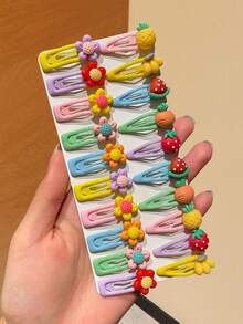 20 piezas Pinzas para el cabello con diseño floral, Pinzas para el cabello con diseño de fruta dopamina, Pinzas para el cabello pequeñas de 3,5 cm lindas con forma de caimán, Adecuadas para uso diario, Día de San Valentín, Año Nuevo, Regalos de cumpleaños, Pinzas de garra, Pasadores para el cabello, Barrettes