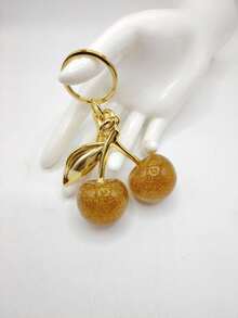 1 Stück Kirsche Charm Accessoire Damen Tasche oder Schlüsselanhänger Anhänger Plüsch Kirsche Verzierung individualisierte Taschendekoration für Frauen - Rötlich-braun - Übersicht 2