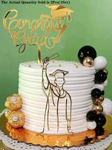2Pcs Reusable & Stylish "Congrats Grad" Cake Topper - Celebrate Your Graduation In 2026! Congrats Grad" Acrylic Letters - Perfect For Graduation Cakes, Photos & More! Celebrate Your Achievements #Graduation2026 #GraduationParty #CongratsGrad #PartyDecor - Multicolor - View 8
