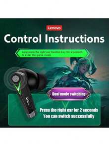 Lenovo LP6 TWS Wireless Buletooth V5.1 Earphone Dual Mode Music Gaming Headset Sport Headphone With Mic - Blue - View 6