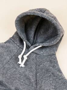 LUCKIE LABO 一件灰色抓绒标语印花连帽衫，适合吉娃娃冬季保暖，猫狗室内外均可穿着。 - 灰色 - 查看 8