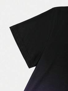 Plus Size Men Gradient Lightning Print Short Sleeve Round Neck T-Shirt - Purple - View 4