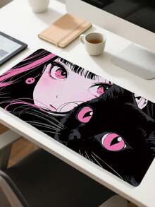 1个动漫猫咪图案防滑防尘鼠标垫，硅胶表面，橡胶底，适用于电脑桌面装饰 - 貓咪 - 查看 5