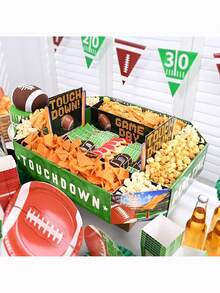 3Pcs Football Party Supplies Kit - Tailgate, Birthday & Party Food Tray Set | Football Party Decorations & Favors - Green - View 6
