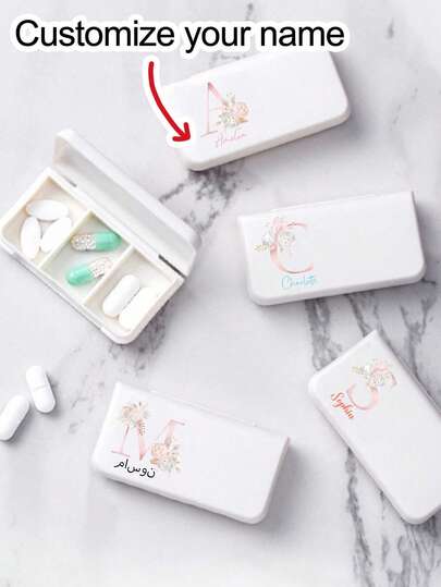 Personalized Initial Letter Pill Box, Customizable A-Z Letters, Suitable For Daily Use And Travel, Ideal For Organizing Tablets, Vitamins, And Supplements, Keeping Medications Tidy, Suitable For Travelers And Commuters