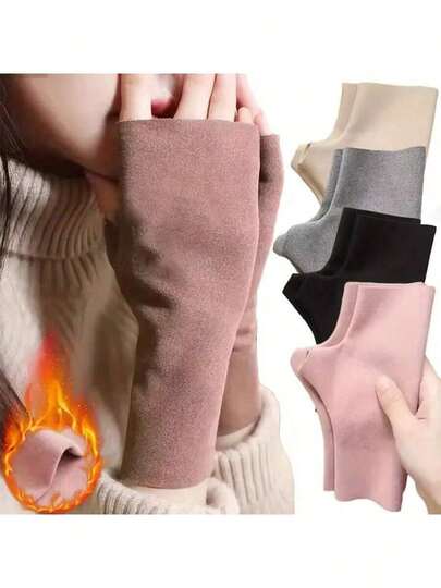 1 双女士羊毛混纺露指手套，弹力保暖冬季手套，优雅黑色女士冬季手套，防寒保暖黑色手套，优质面料，保暖耐用，可水洗，适合日常和正式场合，优雅的正式和休闲配饰，御寒装备，时尚女性的理想之选