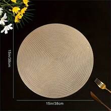 6 Piezas/8 Piezas Manteles de mesa de comedor de PVC antideslizantes e impermeables, con aislamiento. Disponibles en colores dorado, plateado, rosa y rojo. Manteles de estilo occidental para hoteles/restaurantes, redondos y lavables a máquina. Protegen las superficies y son adecuados para usar en bodas, fiestas de Navidad, reuniones y para decorar comedores en cocinas del hogar.